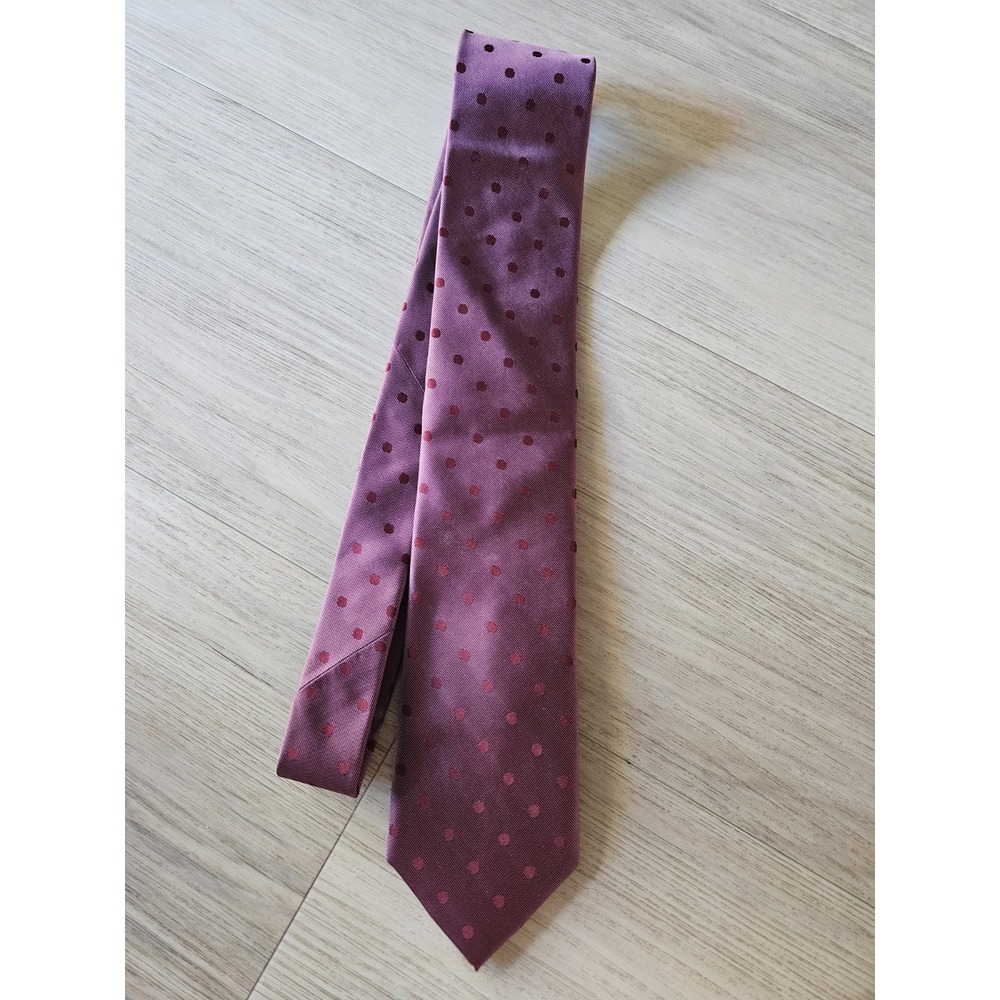 NWT Awearness Kenneth Cole Men's Silk‎ Blend Tie Burgundy Red Pink Polka Dot New